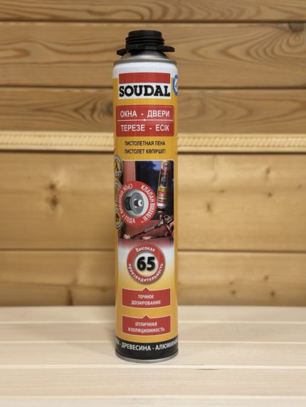 "SOUDAL" 65 пена Жёлтая пистолетная 820мл