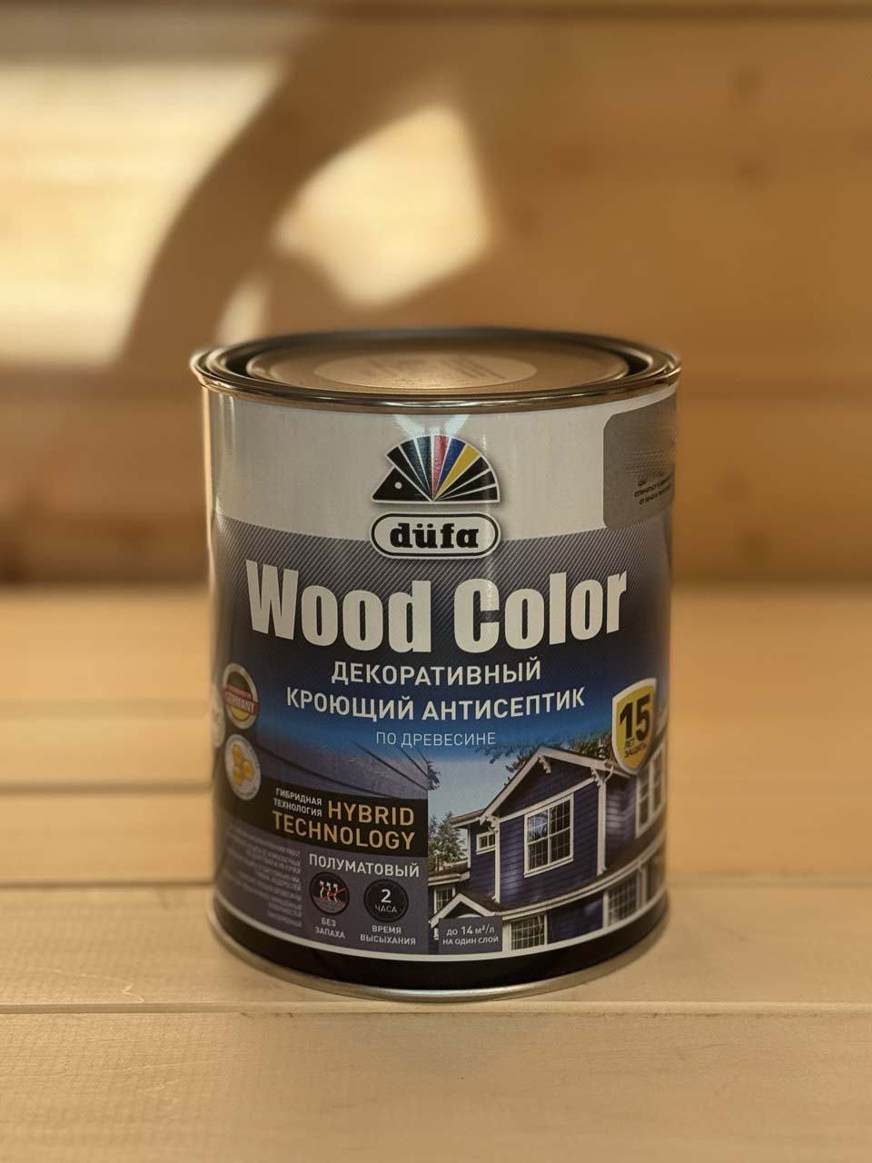 WOOD COLOR кроющий антисептик 0,9л копия WOOD COLOR кроющ. антисептик 0,9л "СЕРЫЙ ШЕЛК" — изображение 1